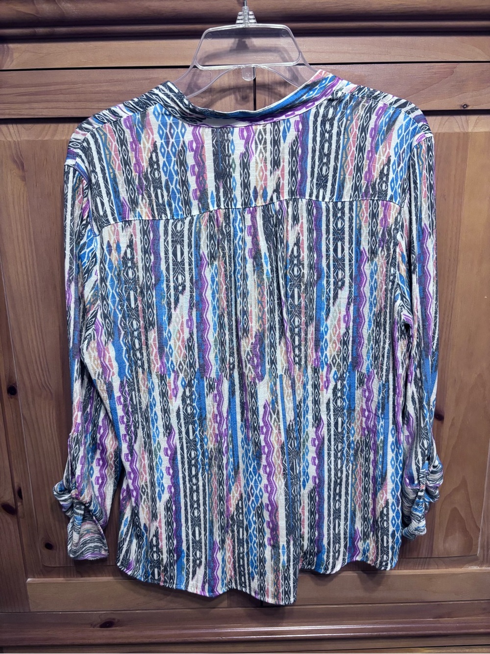 Ruby Rd. Multicolor Vertical Stripe Button-Down Shirt - Picture 3 of 3